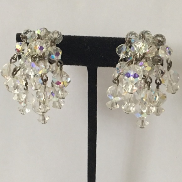 Vintage Crystal Clip Earrings - Picture 3 of 3